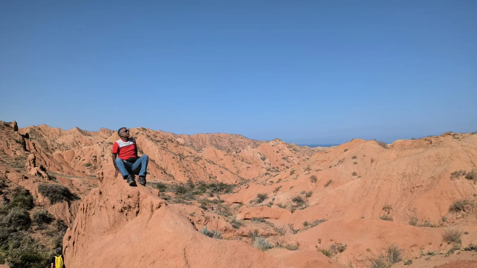 Exploring Kazakhstan’s sculpted desert landscape.