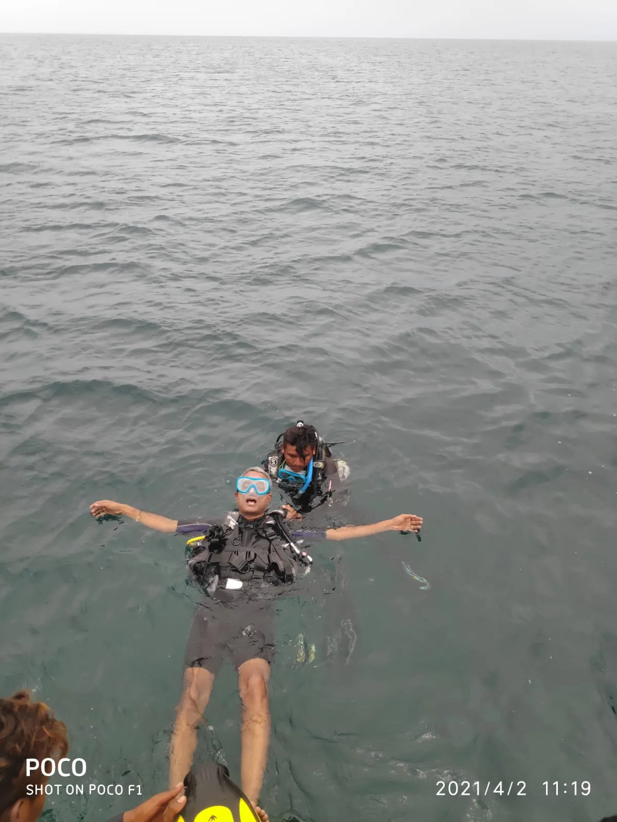 Completing a scuba-diving experience in the Andaman Islands.