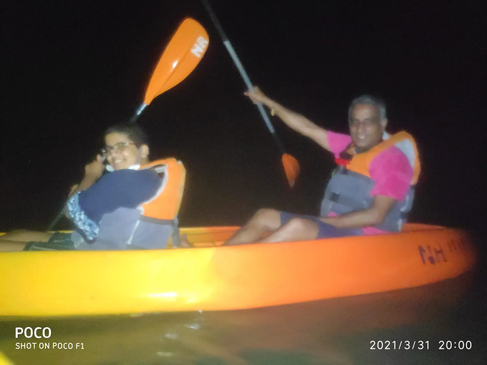 Night kayaking in the Andaman Islands, India.
