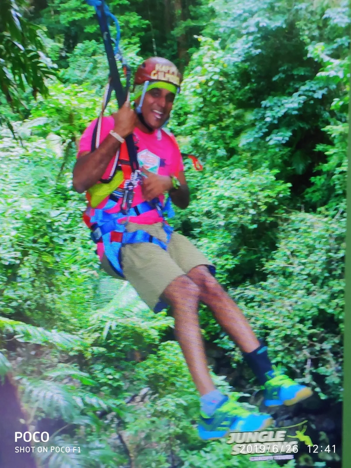Zip-lining through Queensland’s tropical rainforest, Australia.