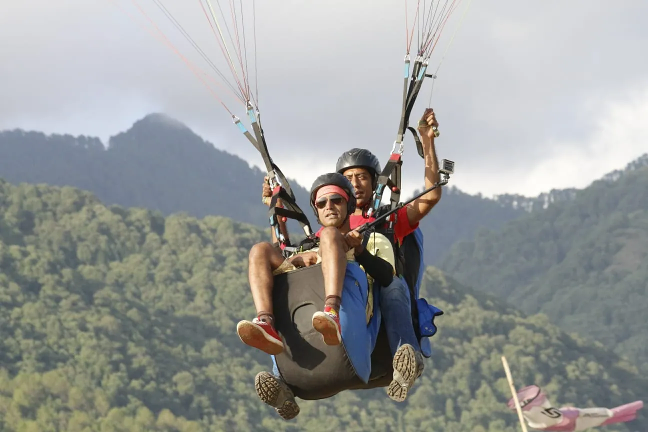 Paragliding above Bir Billing in Himachal Pradesh.
